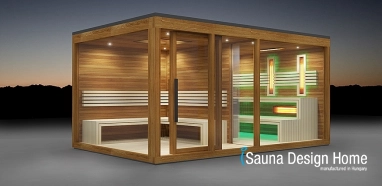 Kültéri szaunaház pihenő helyiséggel