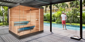 Kültéri szauna minimál stílusban