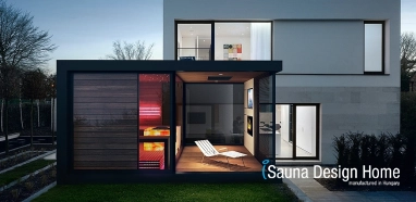 Wellness szaunaház pihenő terasszal